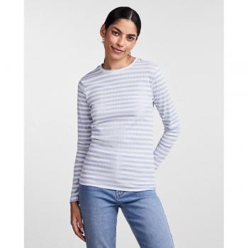 Camiseta de mujer Pieces de manga larga y cuello redondo con tejido canalé