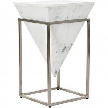 Mesita auxiliar metal mármol 36x36x60 blanco