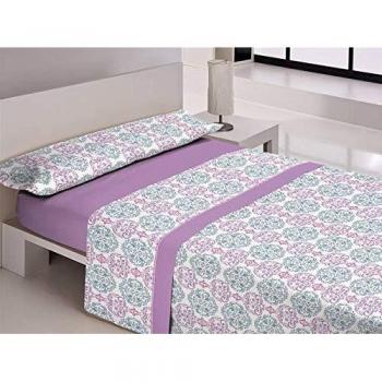Libela Juego de Sábanas MOTRIL. Cama 135 cm. Color Lila, 50Percent_algodón