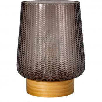 Lámpara de Mesa LED E27 Fancy Glamour Móvil Taupe con Madera y Temporizador