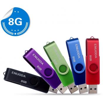 ENUODA Memorias USB 5 Piezas 8GB USB 2.0 Stick Flash Drive Pendrive Pivote Giratoria Plegable Diseño de Cierre