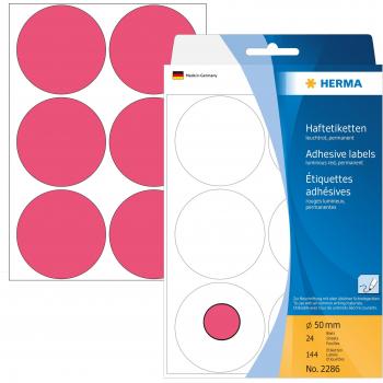 Etiquetas Multiservicio Rojas Brillantes Ø 50 mm - Papel Mate, 144 Unidades