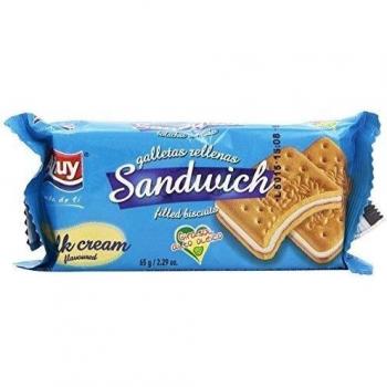 Arluy - Sandwich - Galletas rellenas con crema sabor nata - 65 g - [Pack de 18]