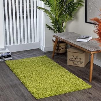 Alfombra Shaggy Moderna Verde 200x290 cm, Pelo Largo, Suave y Esponjosa