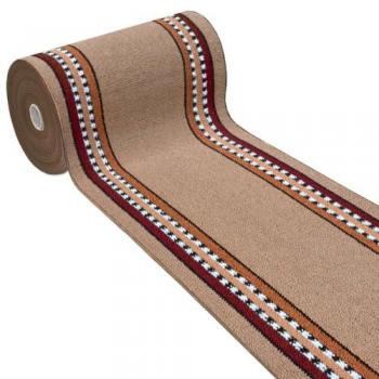 Alfombra de Cocina Antideslizante Beige 57x230 cm, Tejido Plano, Bordada y Lavable, 100% Made in Italy