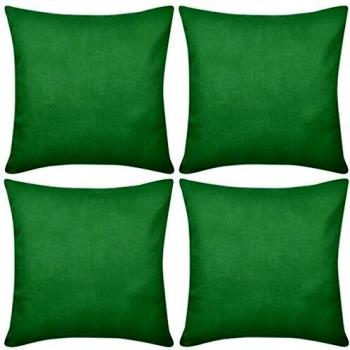 vidaXL 4X Fundas de Cojín de Algodón Verde 40x40 cm Cubierta de Almohada Sofá