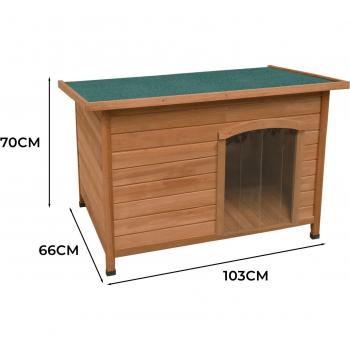 Caseta Mediana para Perros de Madera Impermeable Refugio Canino Interior Exterior 103x70x66cm Tapa Abierta