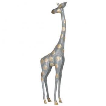 Figura Decorativa Jirafa Gris Dorado 27 x 12 x 100 cm
