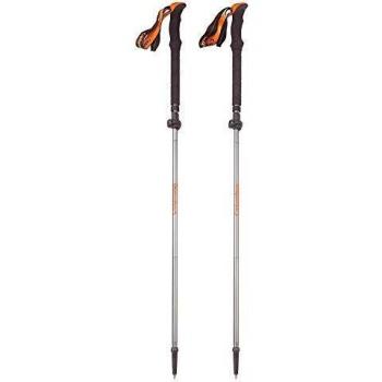 COLUMBUS Set de 2 Bastones Fat 04 | Bastones de Senderismo Plegables con Mango Ergonómico. Fabricados en Aluminio Ligero y Resistente para Actividades de Montaña - Color Negro y Naranja