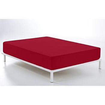 Sábana Bajera Ajustable Burdeos 90 x 190/200 cm - 50% Algodón / 50% Poliéster - 144 Hilos