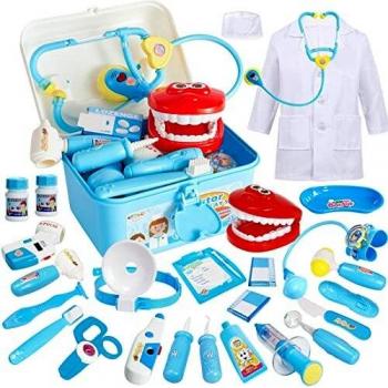 BUYGER Maletin Doctora Juguetes Medicos Dentista Enfermera Disfraz Kit Doctor Accesorios Juego de rol Regalos para Niñas Ninos 3 4 5 6 Años
