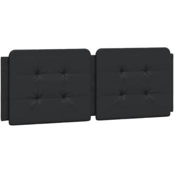 Cabecero de cama acolchado en cuero sintético negro de 140 cm, tapizado con cojín, cabezal de almohada colgante, mueble para dormitorio