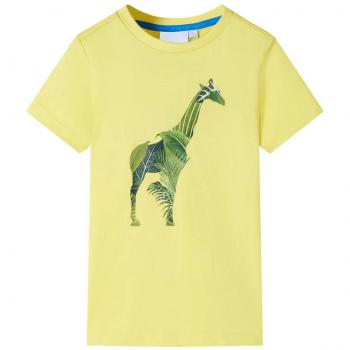 Camiseta para Niños de Manga Corta con Estampado de Jirafa en Color Amarillo, Talla 104