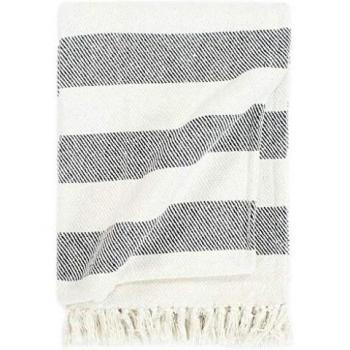 vidaXL Manta a Rayas de Algodãƒ³n Gris Antracita 160x210 cm