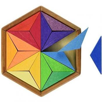 Mosaico Geométrico Estrella Pequeña de Grimm's con Bloques de Juego Complementarios