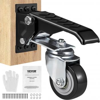 Ruedas Giratorias para Bancos de Trabajo VEVOR, Capacidad de Carga de 165 Libras (74,8 kg), Juego de 4 Ruedas Industriales de 63,5mm, Ruedas Retr