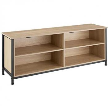 Mueble bajo para televisor Navan 147 x 41 x 60,5 cm - Mueble bajo de estilo industrial con cuatro compartimentos y dos estantes ajustables, panel posterior con cuatro pasacables