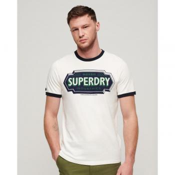 Superdry Men's Ringer Workwear Graphic T-Shirt - White/Blue/Green
