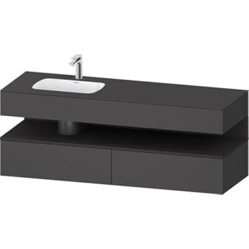 Lavabo Empotrado Duravit Qatego con Base de Lavabo Consola, 1600x550x600mm, Nicho en Grafito Supermate, Lavabo Izquierda