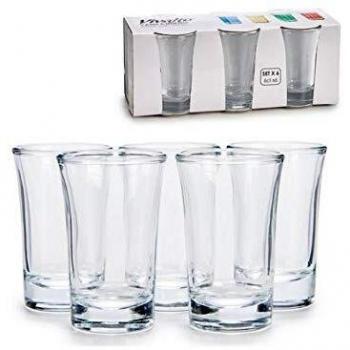 Bigbuy Home Juego Alto Set de Vasos de Chupito Vidrio, 8.2 x 7.7 x 18.5 cm, 6 Piezas, Glass, Multicolor