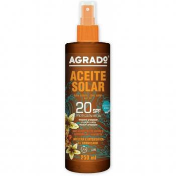 Aceite Acelerador de Bronceado Hidratante Agrado 250 ml SPF 20 UVA UVB Resistente al Agua