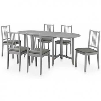 vidaXL Juego de muebles de comedor 7 piezas MDF gris