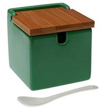 VERSA 21490018 Azucarero Verde Tapa Bambú, No Aplica