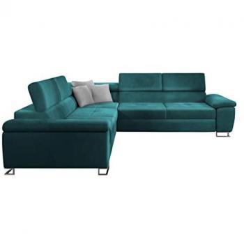 Sofá rinconero Comfivo 265, Magic Velvet, Función de descanso y Caja de ropa de cama, 275x275x71cm