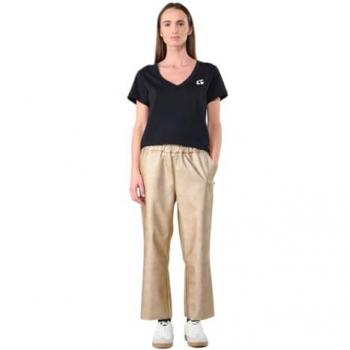 Le Temps des Cerises Andree Women's Trousers in Gold, Faux Leather, Brown, Size L