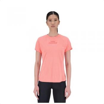 Camiseta de Manga Corta New Balance Printed Impact para Mujer en Color Pomelo Brezo, Talla Grande