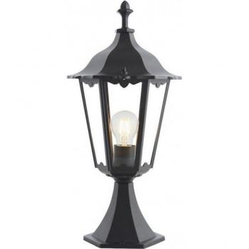Lámpara de pie de exterior Burford mate, aleación de aluminio negro, 1 luz, pintura negra mate, cristal, IP44, E27