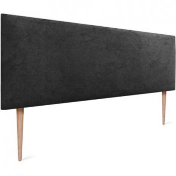 Cabecero de Polipiel o Tela AQUALINE Liso con Patas, Cabezal Tapizado para Cama de Lujo (150x105cm, Negro)