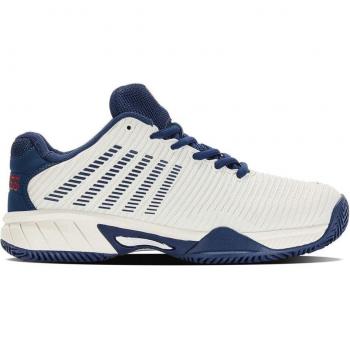 K-Swiss Hypercourt Express 2 HB Zapatilla de Tenis Tierra Batida para Niños - Blanco, Azul Oscuro, Talla 39
