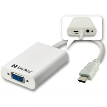 Sandberg 508-77 - Adaptador HDMI a VGA, blanco
