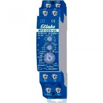 Rele Multifuncional Eltako MFZ12DX-UC, 18 Funciones, 1 Conmutador Potencialmente Libre, 10A/250V AC, Rango de Tiempo: 0.1s -