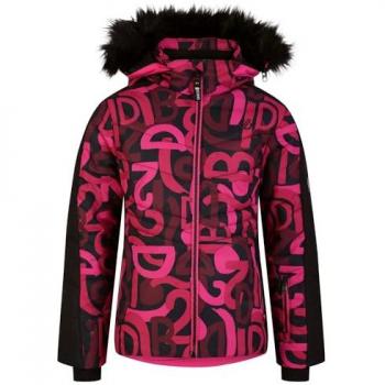 Chaqueta de Esquí para Niños Dare2b Ding Rosa y Negra con Estampado Graffiti, Talla 5-6 Años
