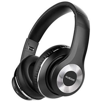 AUSDOM ANC10 Auriculares Diadema Bluetooth 5.0 con Cancelacón Activa de Ruido, Cascos Inalámbricos Bluetooth con Micrófono Hi-Fi Deep Bass,Cómodo Protein Earpads, para PC/Teléfonos Celulares/TV-Negro