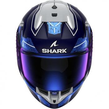 Casco Integral Shark Skwal i3 Rhad Azul-Cromado-Plateado XL