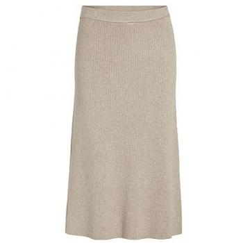 Falda Vila Vicomfy Beige Para Mujer - Falda midi de punto, color beige, diseño cómodo y versátil, ideal para ocasiones casuales y semi-formales