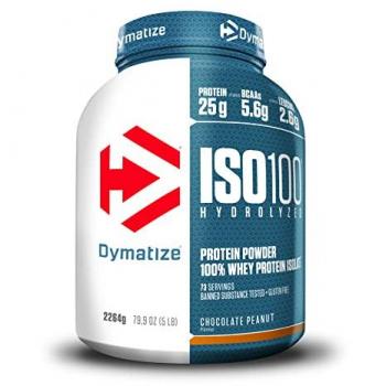Dymatize ISO 100 Hydrolyzed - Hidrolizado de Proteína de Suero Whey + Aislado en Polvo Sabor Chocolate Cacahuate 2264g