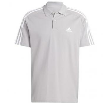 Polo adidas Essentials Piqué Bordado 3-Stripes Logo Pequeño Manga Corta Gris Blanco - S