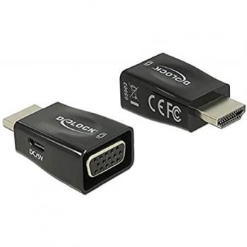 DeLock - Adaptador HDMI-A macho a VGA hembra Screwless - Adaptador digital/pantalla/vídeo, 65902