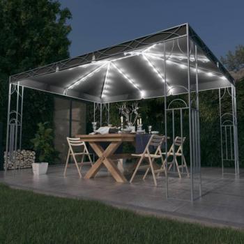 Gazebo con luces LED de cuerda 400x300 cm Antracita