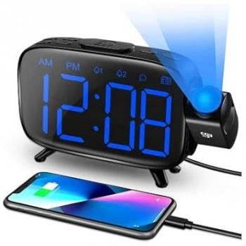 Reloj Despertador Digital con Proyector de Hora - CGV CR-P10 - Doble Alarma - Botones Grandes - Fácil de Usar