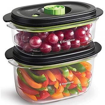 FoodSaver FFC025X Fresh Container Pack de 2 Recipientes para Conservación al Vacío 700ml/1.18L