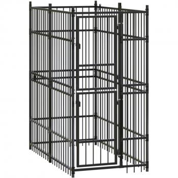 vidaXL Outdoor Dog Kennel Steel 1.84 m²