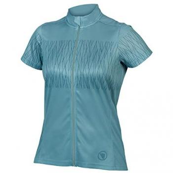 Endura Maillot Manga Corta Hummvee Ray para Mujer - Talla L - Color Verde, Azul Claro y Musgo