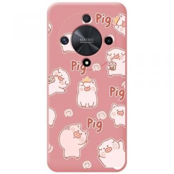 Funda Silicona Líquida Rosa con Diseño de Cerdos para Huawei Honor Magic 6 Lite 5G