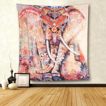 jiamingshop Popular de Bohemia Hippie Psychedelic intrincado diseño Floral colcha indio tapiz pensamiento mágico, Orange Elephant, Small/59 x 51