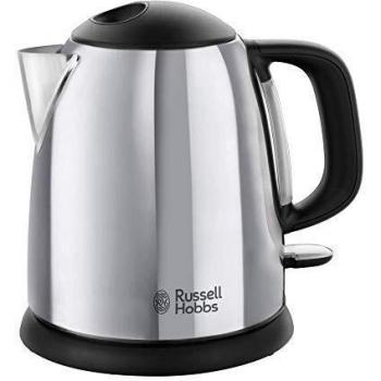 Russell Hobbs Hervidor de Agua Eléctrico Victory - 2200 W, 1 litro, Acero Inoxidable, Hervidor Pequeño, Filtro Extraíble, Plata - 24990-70